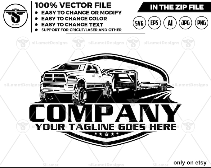 hotshot logo - hotshot services logo - hotshot logo - pickup flatbed trailer logo - Dodge Ram truck -  hotshot cricut - hotshot silhouette