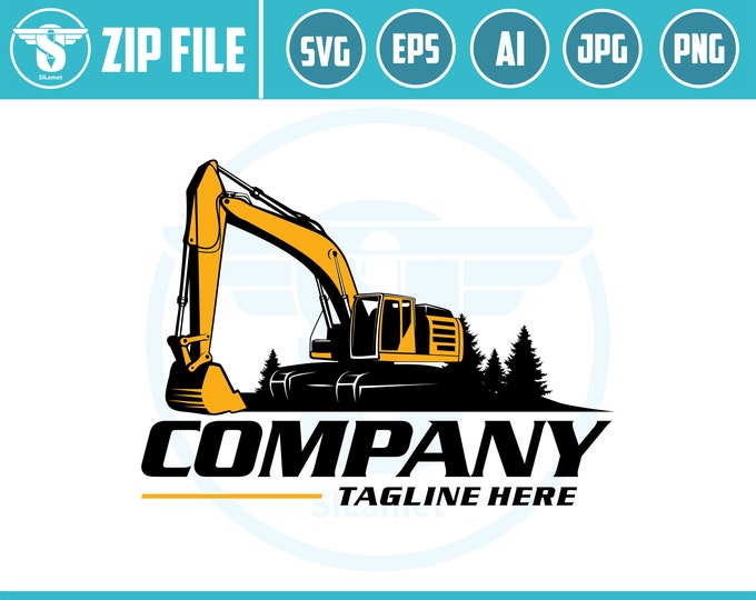 Excavator logo svg, Excavator Clipart, Excavator svg, Excavator png, Heavy Equipment svg, Construction Logo svg SVG file