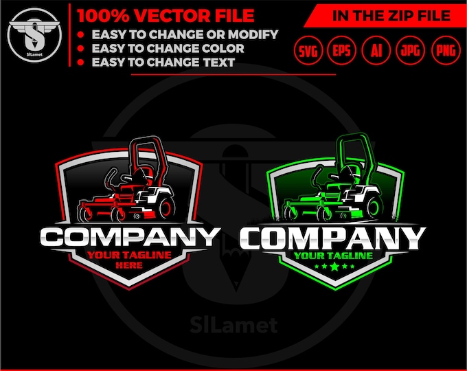 Lawn Mowers logo - Zero Turn mowers logo - grass cleaner logo