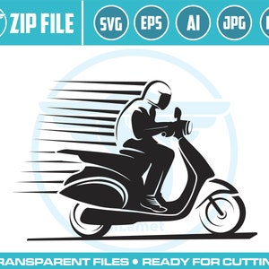 riding Scooter SVG, Motorcycle PNG, automatic motorcycle, Vespa Clipart, Scooter Motorbike Scooter Bike Image Cut File for Cricut Silhouette