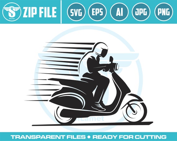 riding Scooter SVG, Motorcycle PNG, automatic motorcycle, Vespa Clipart, Scooter Motorbike Scooter Bike Image Cut File for Cricut Silhouette