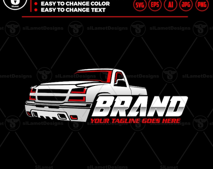 chevy Pickup Truck Logo SVG: Chevrolet Silverado 1500 Outline Line Art vector file