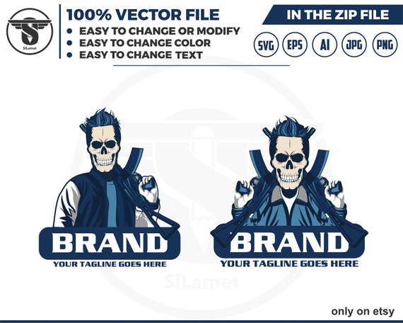 shooter skull logo - e sport logo - Shooters club logo - mascot shooter svg