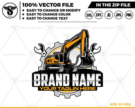 excavator repair logo - heavy equipment repair logo -  heavy equipment services logo - excavator services logo