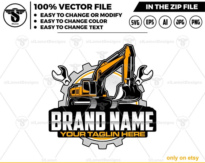 excavator repair logo - heavy equipment repair logo -  heavy equipment services logo - excavator services logo