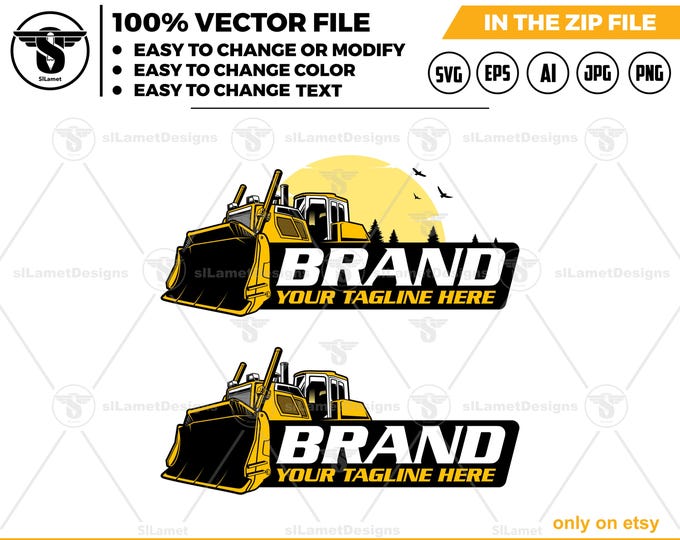 Bulldozer Logo - Dozer Logo - Construction Equipment logo - Earthmoving Machine Art - Heavy Machinery logo