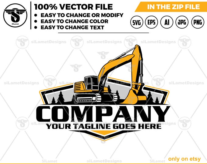 Minimalist excavator logo - equipment vehicles logo - heavy equipment : Simple, Clean logo