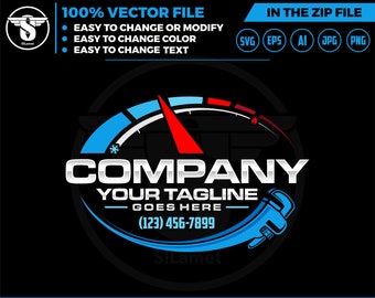 Plumbing Repair Logo Design, Vector Graphics (Digital Download)