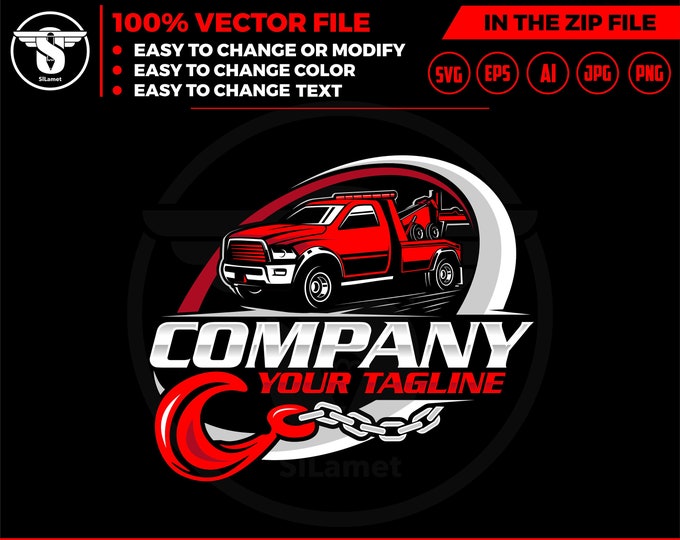 towing truck logo, towing logo template, towing chain svg, tow truck logo, towing service logo, tow car logo