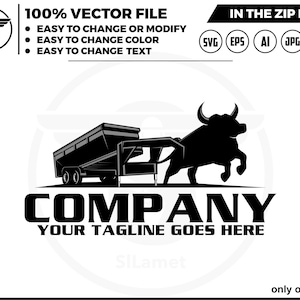 bull pulling dump trailer logo, bull dump trailer rental logo, logo svg, Dumpster Logo , dump rental logo - bumper pull dump trailer logo