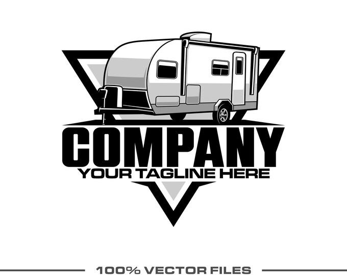 Travel Trailer Logo: Fully Editable, RV Camper Rental SVG Vector Design
