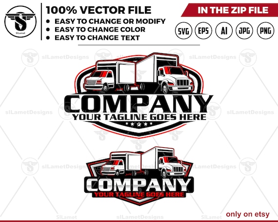 Box Truck Logo Design - Delivery Truck Logo - Cargo Transport logo - Shipping Vehicle Badge - Logistics Truck Branding