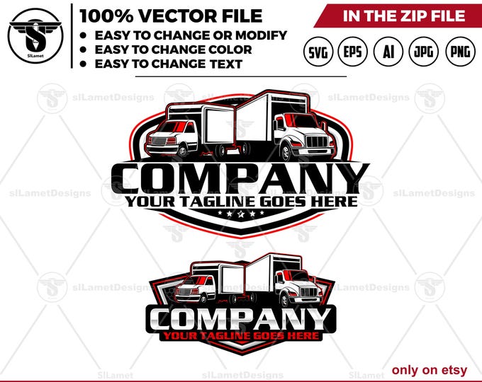 Box Truck Logo Design - Delivery Truck Logo - Cargo Transport logo - Shipping Vehicle Badge - Logistics Truck Branding