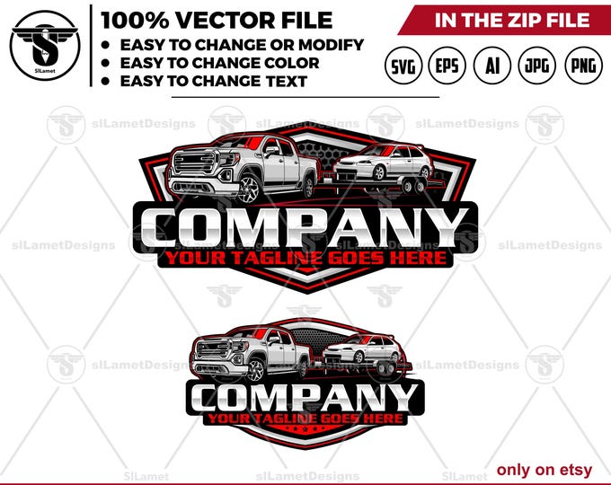 Pickup Truck & Car Hauler Logo: gmc truck Towing Company