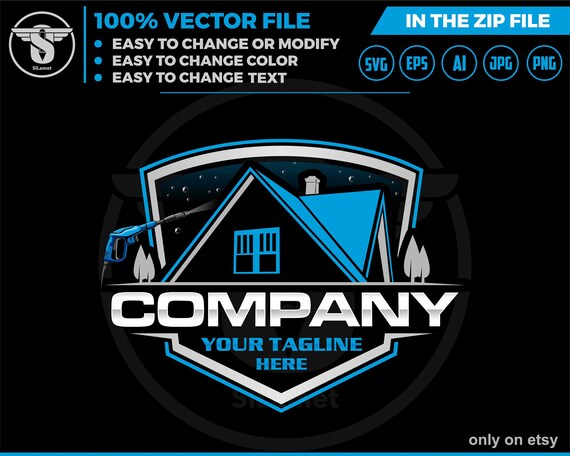 Pressure Wash logo - Wash House logo - house washing logo - wash logo - clean logo