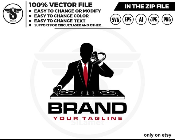 disc jockey logo - disc jockey silhouette - dj logo - disc jockey office