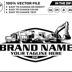 Heavy Equipment SVG: Truck, Excavator, Skid Steer Loader Logo (Digital Download)