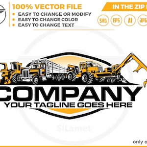 Logging Equipment Logo: Heavy Machines Vector Graphics (Digital Download)
