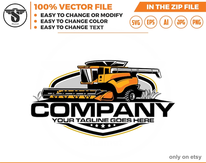 combine harvester logo -  Farms logo - grain tractor -  combine new holland logo