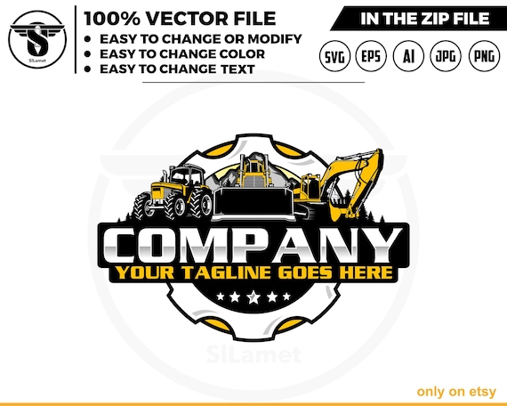 equipment vehicles repair logo - heavy equipment repair logo - bulldozer, excavator, tractor