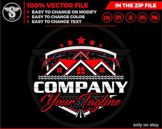 Pressure Wash logo - Wash House logo - house washing logo - wash logo - clean logo