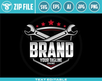 Wrench Logo Template: Car Repair SVG, Service Tool Design (Digital Download)