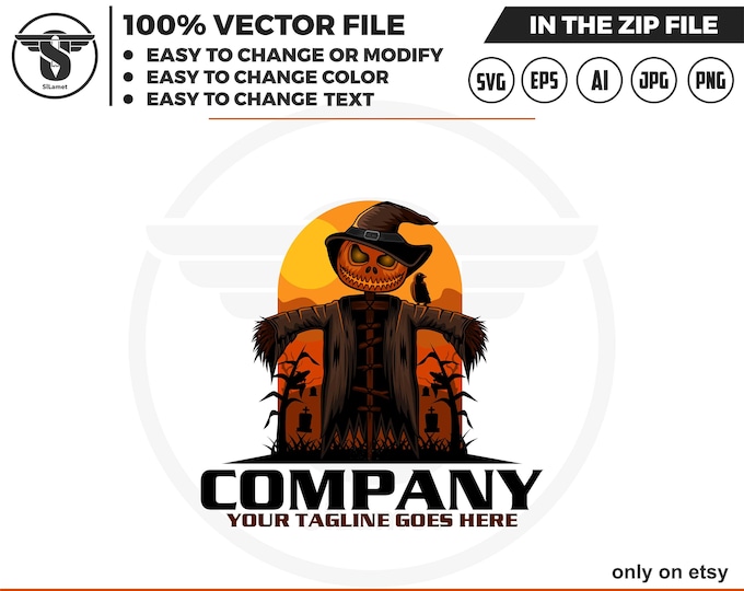 Evil scarecrow Halloween  logo - Scarecrow Halloween svg - Halloween pumpkin scarecrow