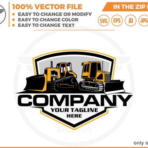 Bulldozer logo - Heavy Equipment logo - Bulldozer svg