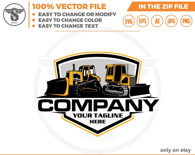 Bulldozer logo - Heavy Equipment logo - Bulldozer svg