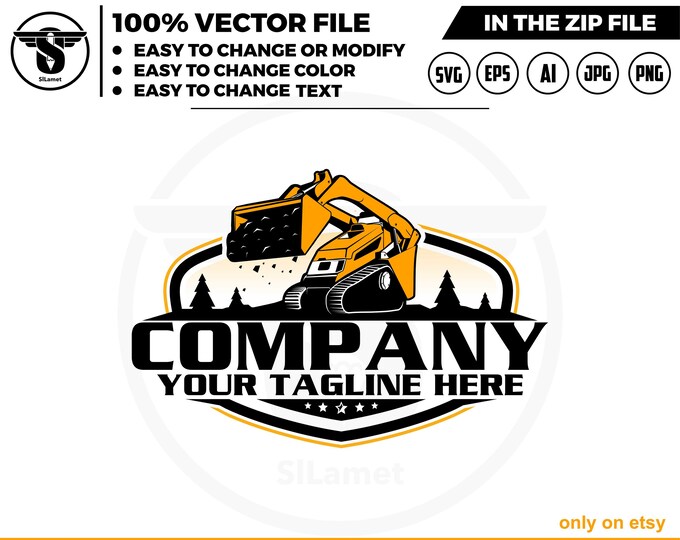stand loader logo, mini track loader svg, Skid steer loader logo, bulldozer logo, skid steer svg, Heavy Equipment logo Svg, Wheel Loader