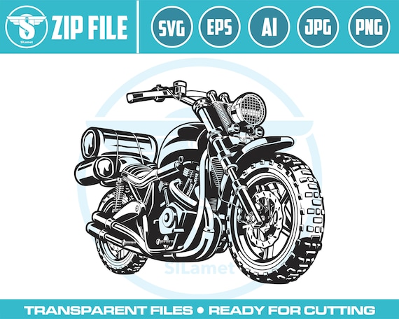Motorcycle classic Svg, Motorcycle Svg, Chopper Cruiser Svg, Harley Svg Clipart Motorbike Svg PNG Files for Cricut Vector For Silhouette SVG