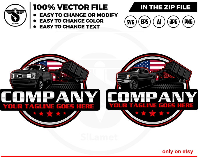 america pickup and dump trailer logo, United States pickup and trailer logo - trailer towing logo - towing Company Logo - pickup