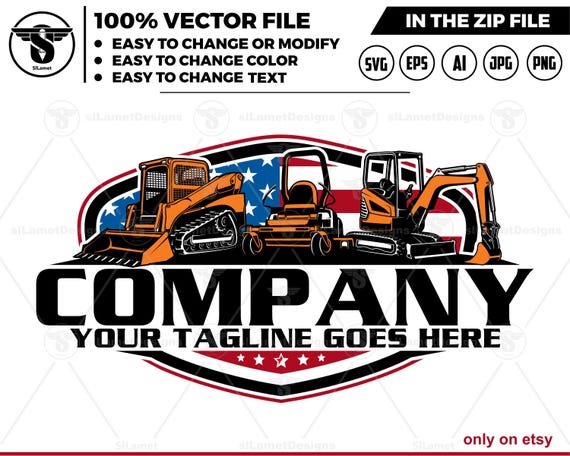 america equipment vehicles logo - Skid steer loader, zero turn mowers, lawn mower, mini excavator - heavy equipment svg