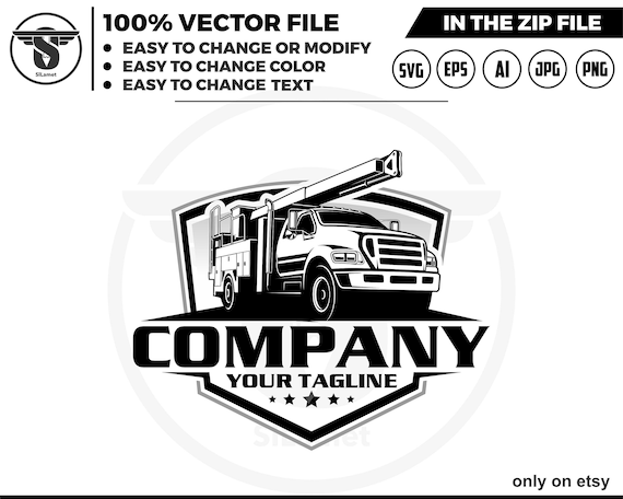 Bucket Trucks logo - tree sevice logo - Forestry Bucket Trucks logo - chainsaw logo - tree cuting logo - MECHANICS TRUCKS logo