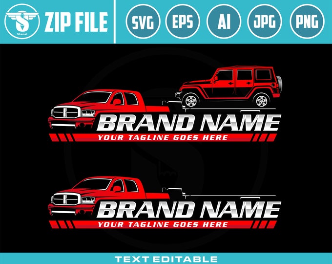 Truck and Trailer Towing Logo: Pickup Truck Outline (Digital Download)