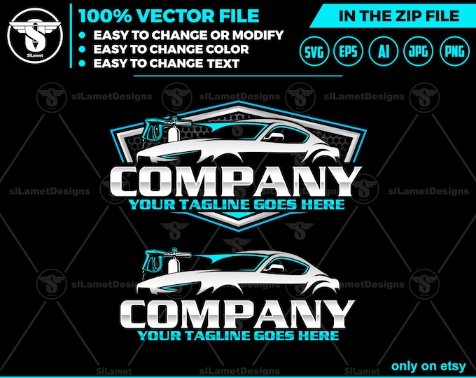 Car Wash Logo - Car Wash Logo Template - Automotive Cleaning Branding - Car Detailing Services  - car clean logo - auto detailing