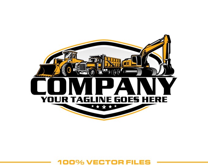 Excavation Logo: Fully Editable, Excavator Dump Truck Loader SVG Vector Design