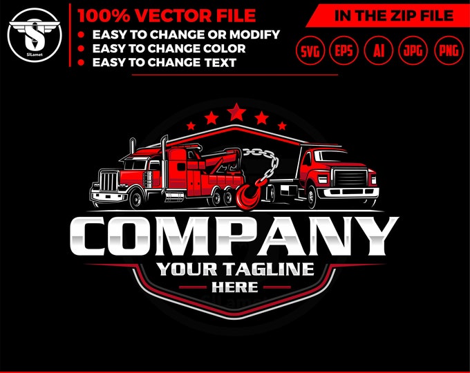 Towing truck logo, towing logo template, towing chain svg, tow truck 18 wheeler, tow truck logo, towing service logo, tow car logo