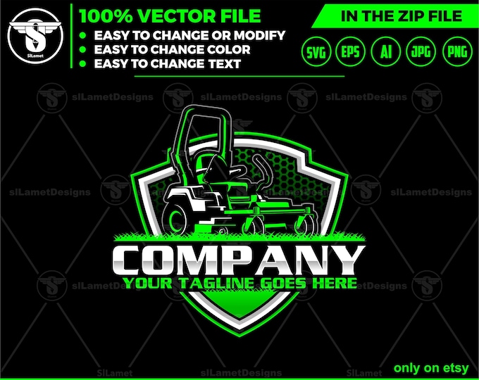 Lawn Mowers logo - Zero Turn mowers logo - grass cleaner logo