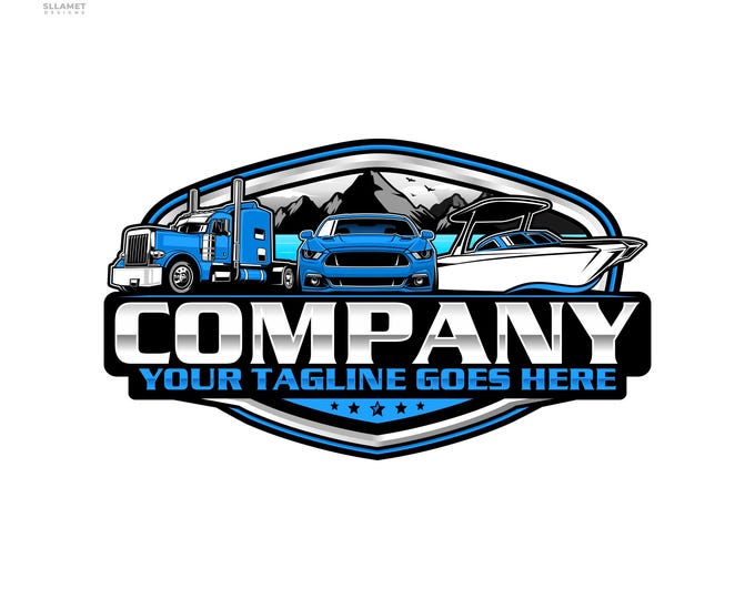 Vehicle Rental Logo Design: Truck, Car, Boat Vector  (svg, pdf, png, jpg, eps, ai)