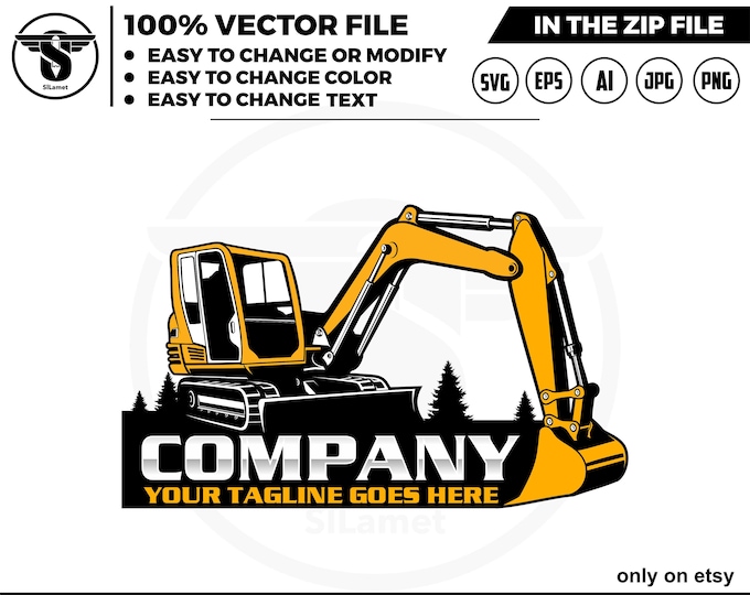 excavator logo - digging logo - earth digging logo - excavator svg - Heavy Equipment logo, Construction Logo