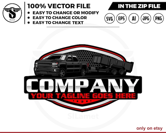 pickup and dump trailer logo - pickup and Bumper Pull Dump Trailer - dump towing logo - dump rental Logo - 2017 Chevrolet Silverado z71