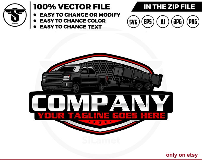 pickup and dump trailer logo - pickup and Bumper Pull Dump Trailer - dump towing logo - dump rental Logo - 2017 Chevrolet Silverado z71