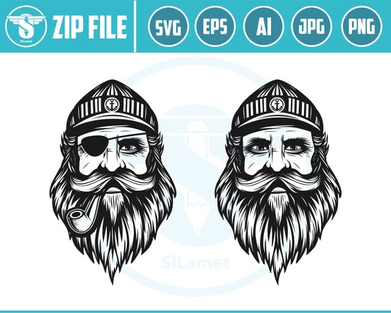 fisherman Captain svg, Sea captain SVG, Pirate Svg, captain Face Svg, Svg files, captain vector, commander svg, sea pirate, sailor, cut file