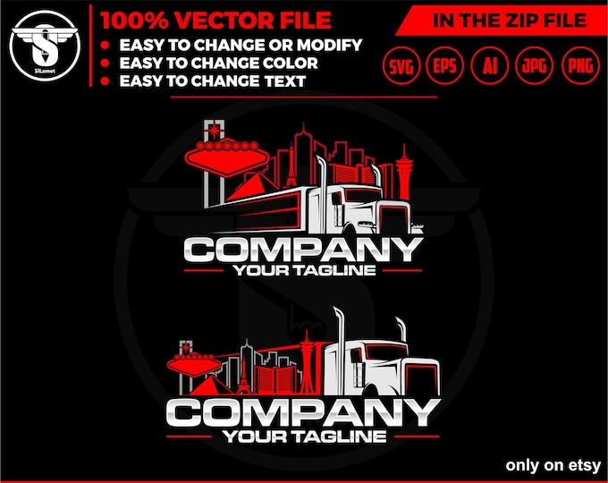 las vegas trucking logo, Trucking city logo, Company truck Logo, Moving Truck, Semi Truck, Trucking Brand, Truck Door Logo, Trucker Logo svg