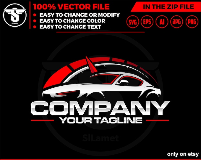 speed car repair logo - car service logo - car repair logo - spedometer car logo - car fix