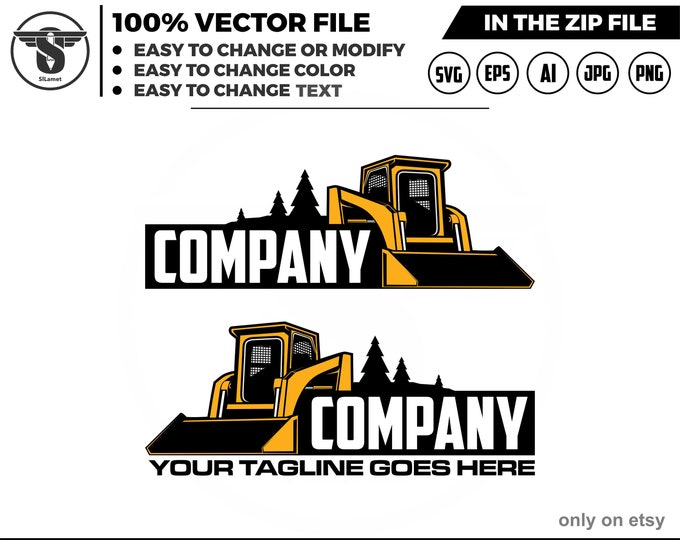 skid steer logo - Heavy Equipment logo - Construction Logo - skid loader logo
