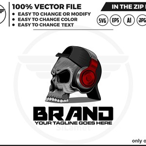 Skull with headphones logo - Skull with headphones t-shirt - music lovers logo - Skull svg