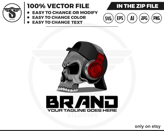 Skull with headphones logo - Skull with headphones t-shirt - music lovers logo - Skull svg