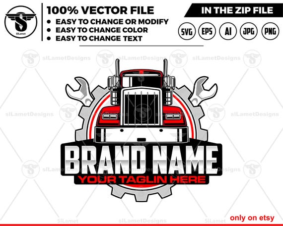 trucking repair logo - trucking service logo - truck trailer repair logo - trucking fix logo